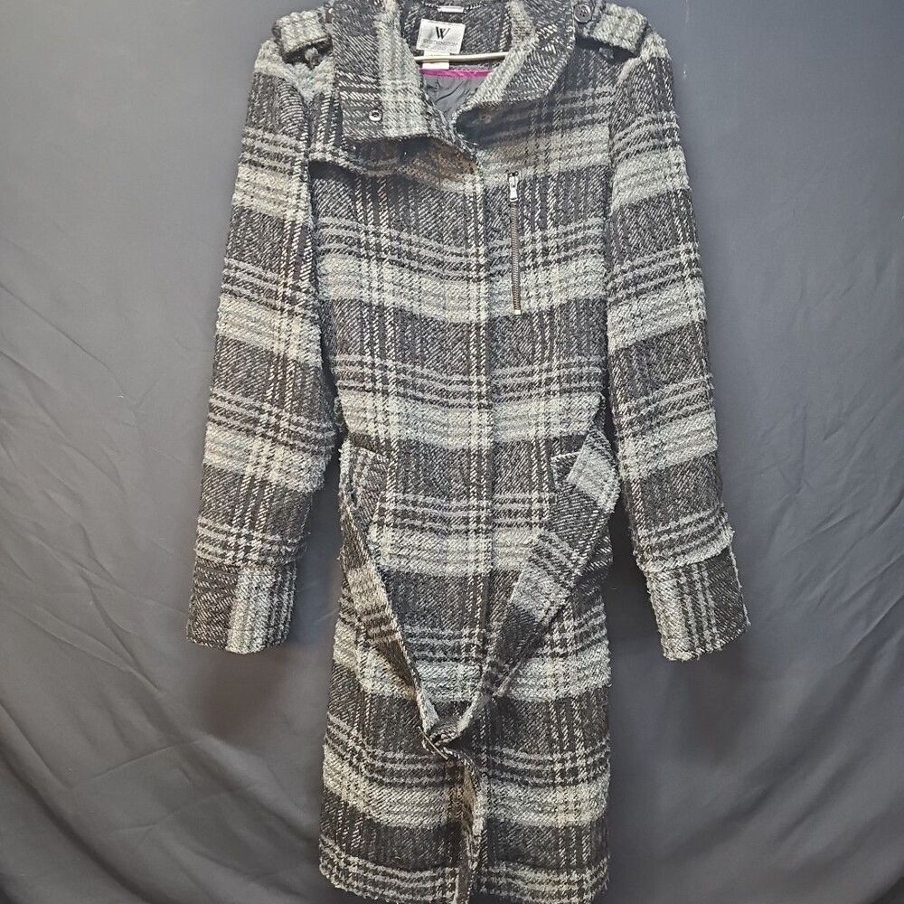 Women's Worthington Heavy Black Plaid Pea Coat size XL